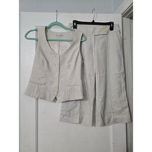 Lillie Rubin Linen Blend Vest Capri Pant Set Size 4